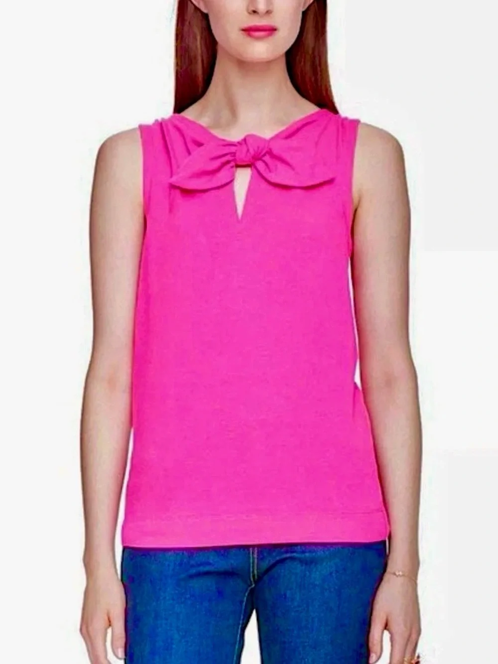 Kate Spade Pomona Tank Top Flamingo Pink Bow Keyhole, Size M